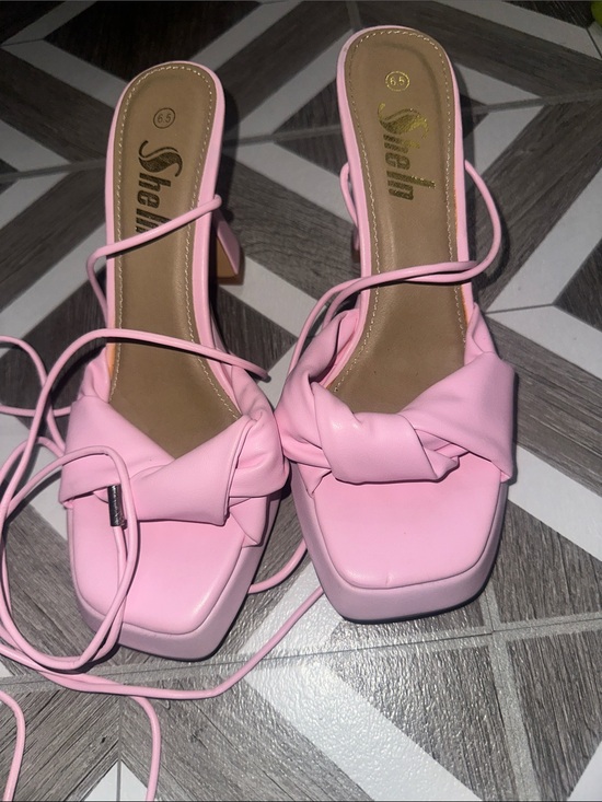 SHEIN Shoes - SHEIN Bubblegum Pink Knotted Lace-Up Block Heel Sandal
